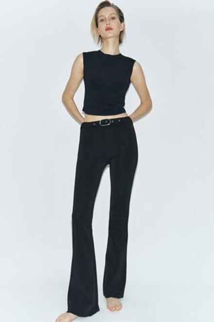 ZARA ЭЛАСТИЧНЫЙ ТОП С ПРЯЖКОЙ, ЧЕРНЫЙ