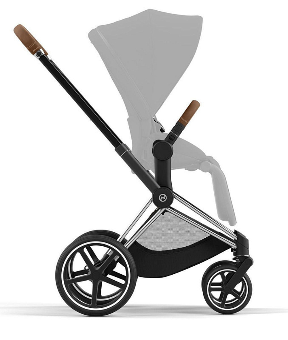 Коляска 3 в 1 Cybex Priam IV Chrome Brown complete и автокресло Aton B2 i-Size Bay Blue Cozy Beige