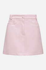 Юбка мини из розовой экокожи