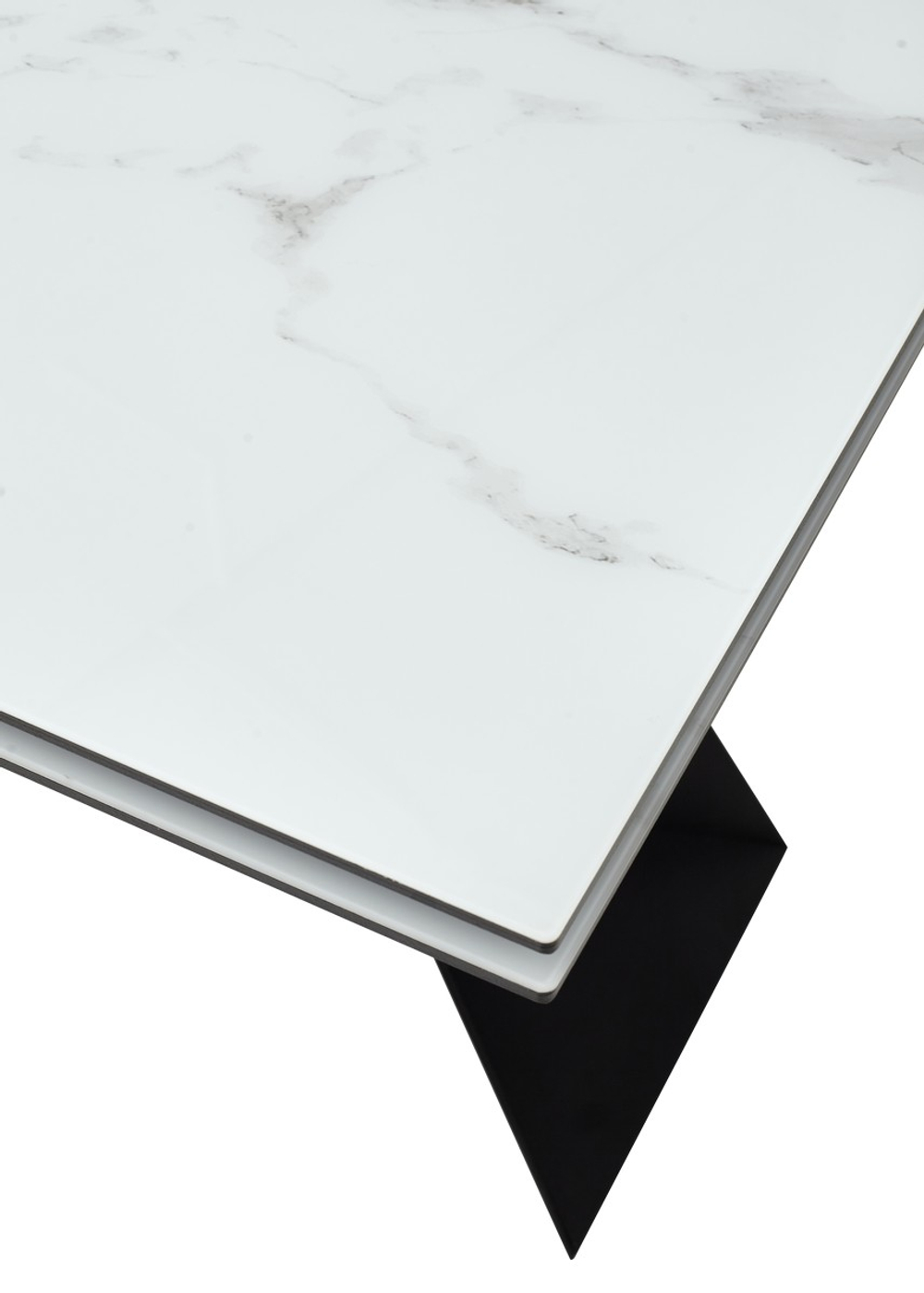Стол М-City DISAUR Купер 160 Белый мрамор, Черная Шагрень, стекло, Черный