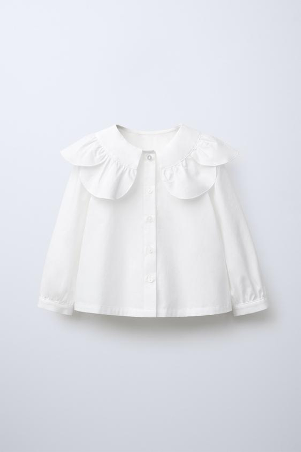 ZARA РУБАШКА ИЗ ПОПЛИНА С ВОРОТНИКОМ, БЕЛЫЙ