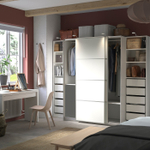 Гардероб PAX MEHAMN с 2 дверями-купе, 6 полками, 10 ящиками и 2 штангами (белый)  210*50*220