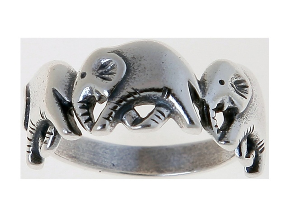 "Три слона" кольцо в серебряном покрытии из коллекции "Животные" от Jenavi