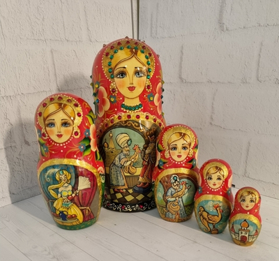 Матрешка 18см "Сказки Пушкина" 5 мест