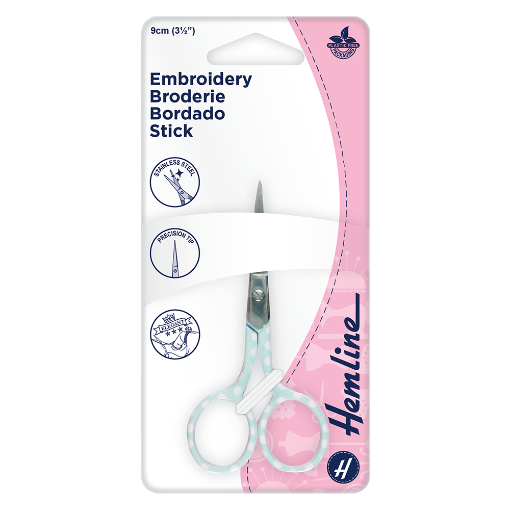 Ножницы для вышивания "Горошки", 9 см, Hemline, цвет голубой