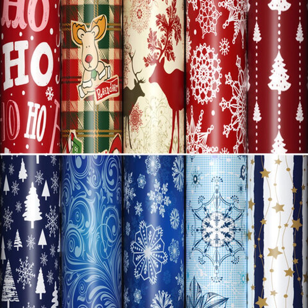 Бумага упаковочная новогодняя "Red&Blue" 70x100 см, ЗОЛОТАЯ СКАЗКА, 591909, 1шт