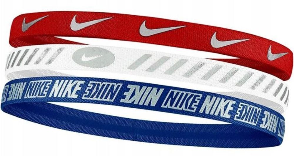 Резинка на голову Nike Metallic Hairbands 3.0 3P - university red/white/game royal