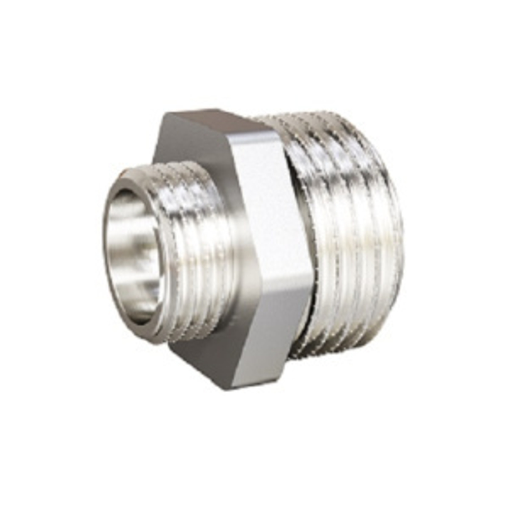 Ниппель переходной DN25х20 (1"НР х 3/4"НР) латунь никель