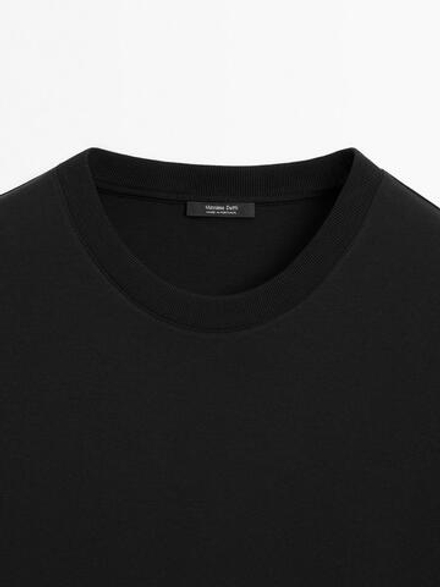 Massimo Dutti Хлопковая футболка-поло с короткими рукавами, черный