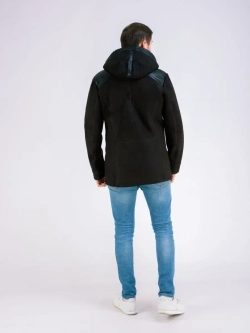 Дубленка мужская натуральная зимняя с капюшоном Турция