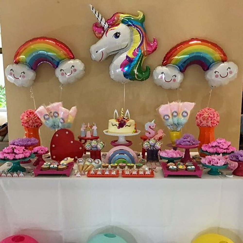 Шар (41''/104 см) Фигура, Голова, Радужный Единорог