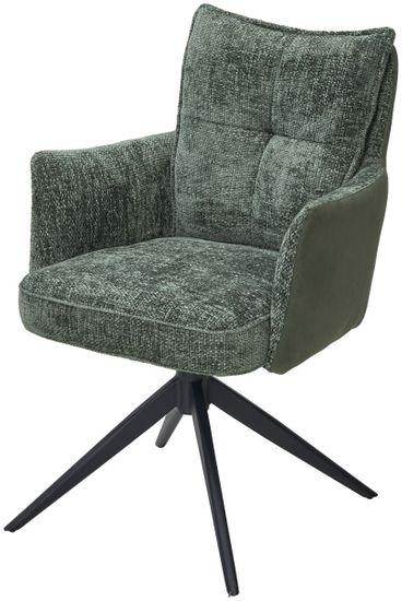 Стул JOSEF 360 град. поворот. HAGA-74 Зеленый, ткань / HJ002-18 Зеленый, PU / черный каркас