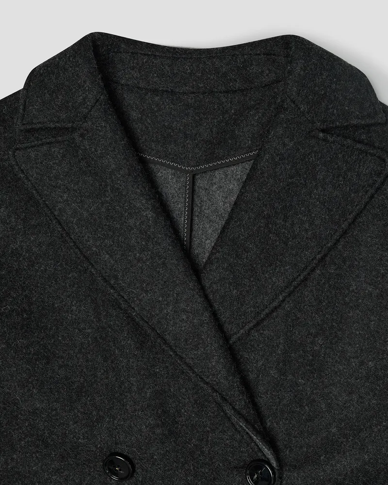 Черное двубортное пальто из шерсти