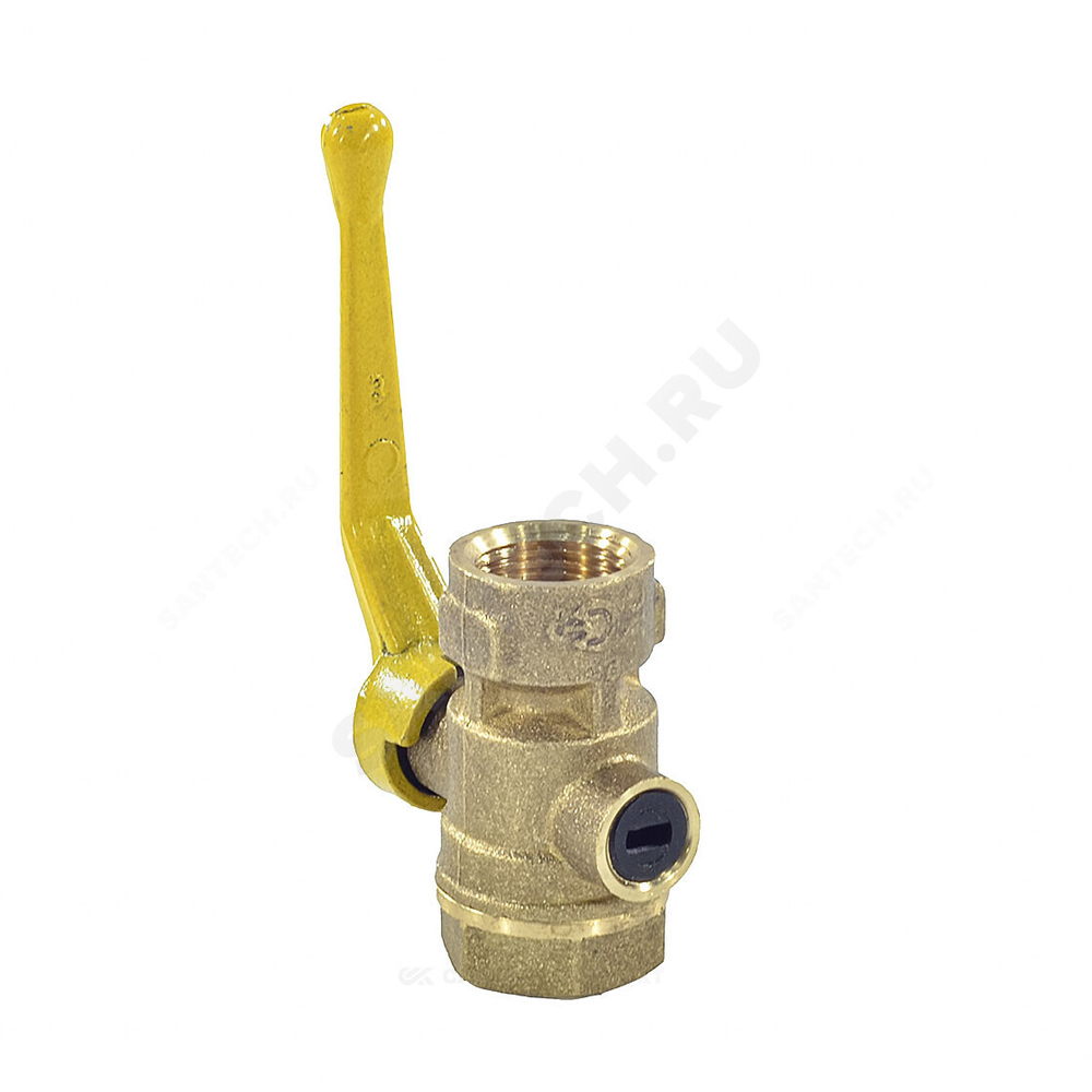 Кран для манометра шаровой латунь газ 11Б27п10 Ду 15 Ру16 ВР/ВР G1/2"-М20х1,5 с рукояткой без фланца Цветлит ZW10019