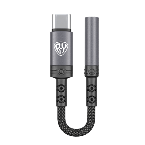 Переходник SoundCore Type-С-AUX (F) 3.5мм mini jack 4pin BY, 0,12 м, позолоченный, нейлон, черный