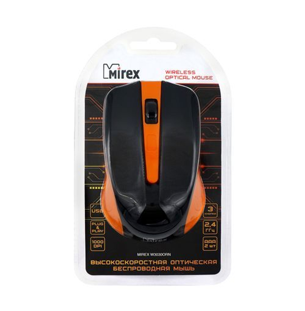 Мышь беспроводная MIREX W3030ORN Black-Orange USB