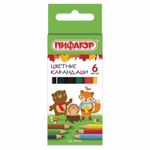 Карандаши цветные ПИФАГОР "МАЛЫШИ-КАРАНДАШИ", 6 цветов, укороченные заточенные, 181343