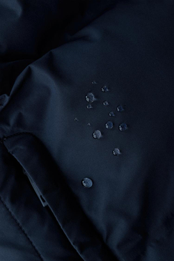 ZARA СТЕГАНЫЙ ПУХОВИК С КАПЮШОНОМ WATER REPELLENT, МОРСКОЙ СИНИЙ