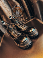 Ботинки Balenciaga Strike Croc Embossed Lace Up Boot Black