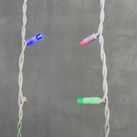 Светодиодная бахрома с колпачком 3,2*0,9 м., 168 разноцветных LED ламп, каучуковый белый провод, LTC (LL168-8-2M)