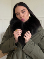 Парка Extra Lux с натуральным мехом хаки