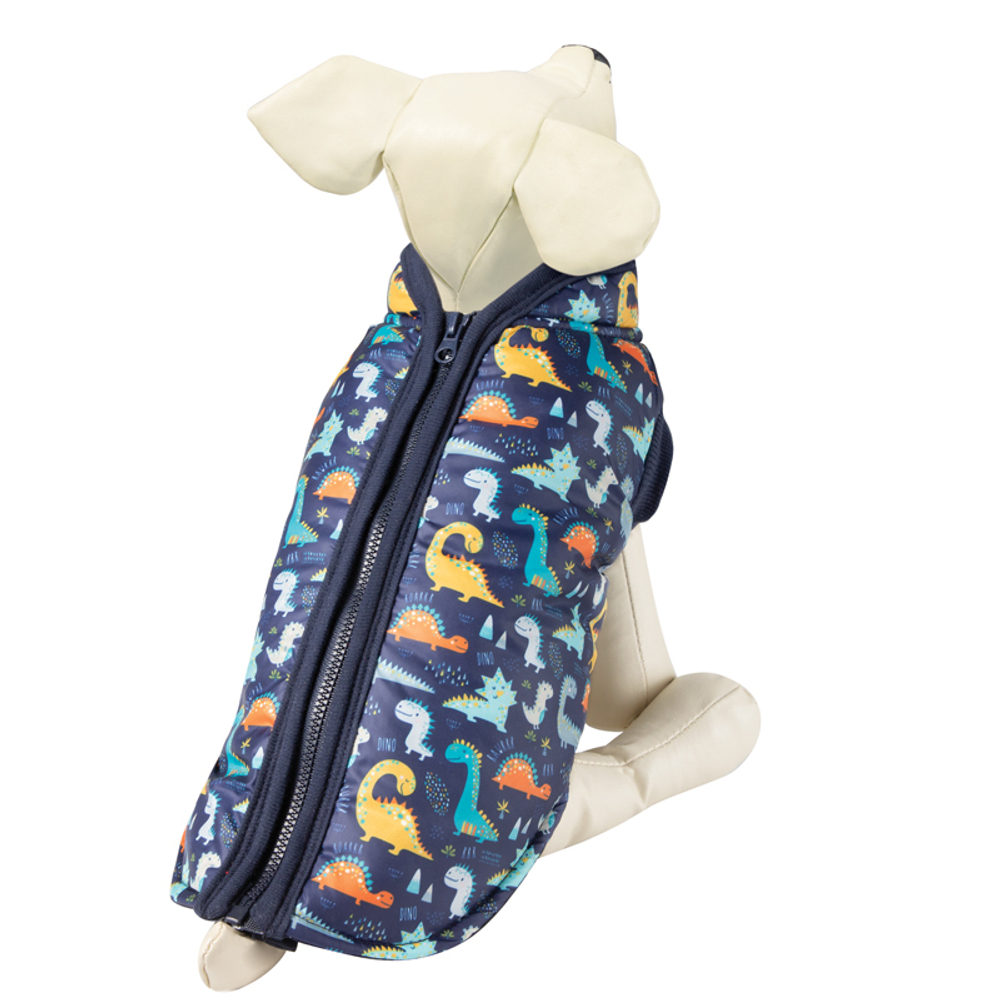 Попона утепленная с молнией на спине Triol "Динозаврики" L темно-синий 35 см