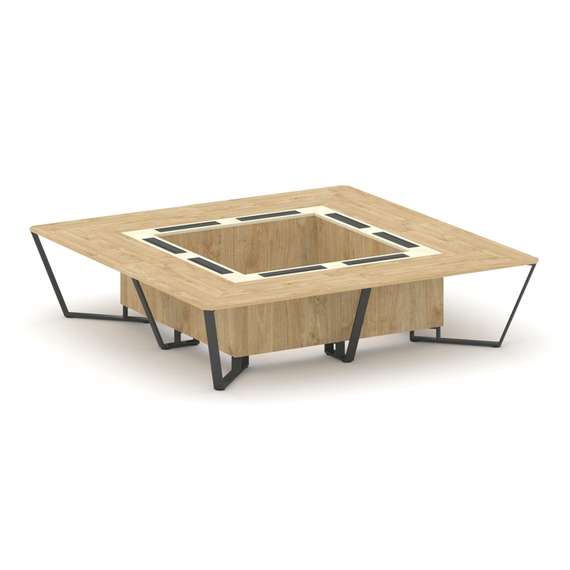 Steel Meet Стол переговорный квадратный KMK-PR.B.SP-16K Тиквуд Светлый/Ваниль Глянец/Металл Антрацит