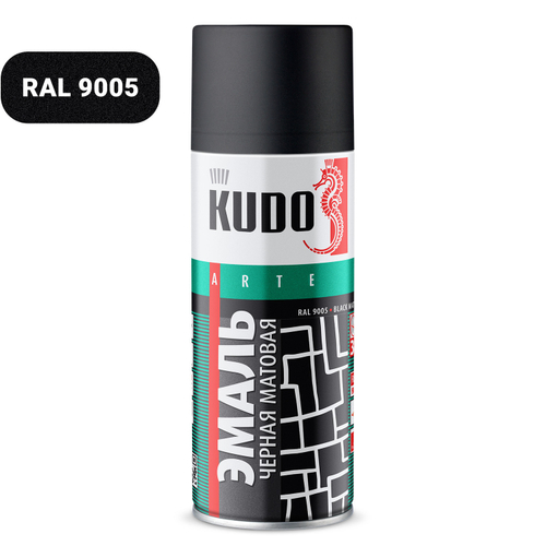 ЭМАЛЬ АЭРОЗОЛЬ KUDO АЛКИДНАЯ ЧЕРНАЯ МАТОВАЯ RAL-9005 520МЛ KU-1102