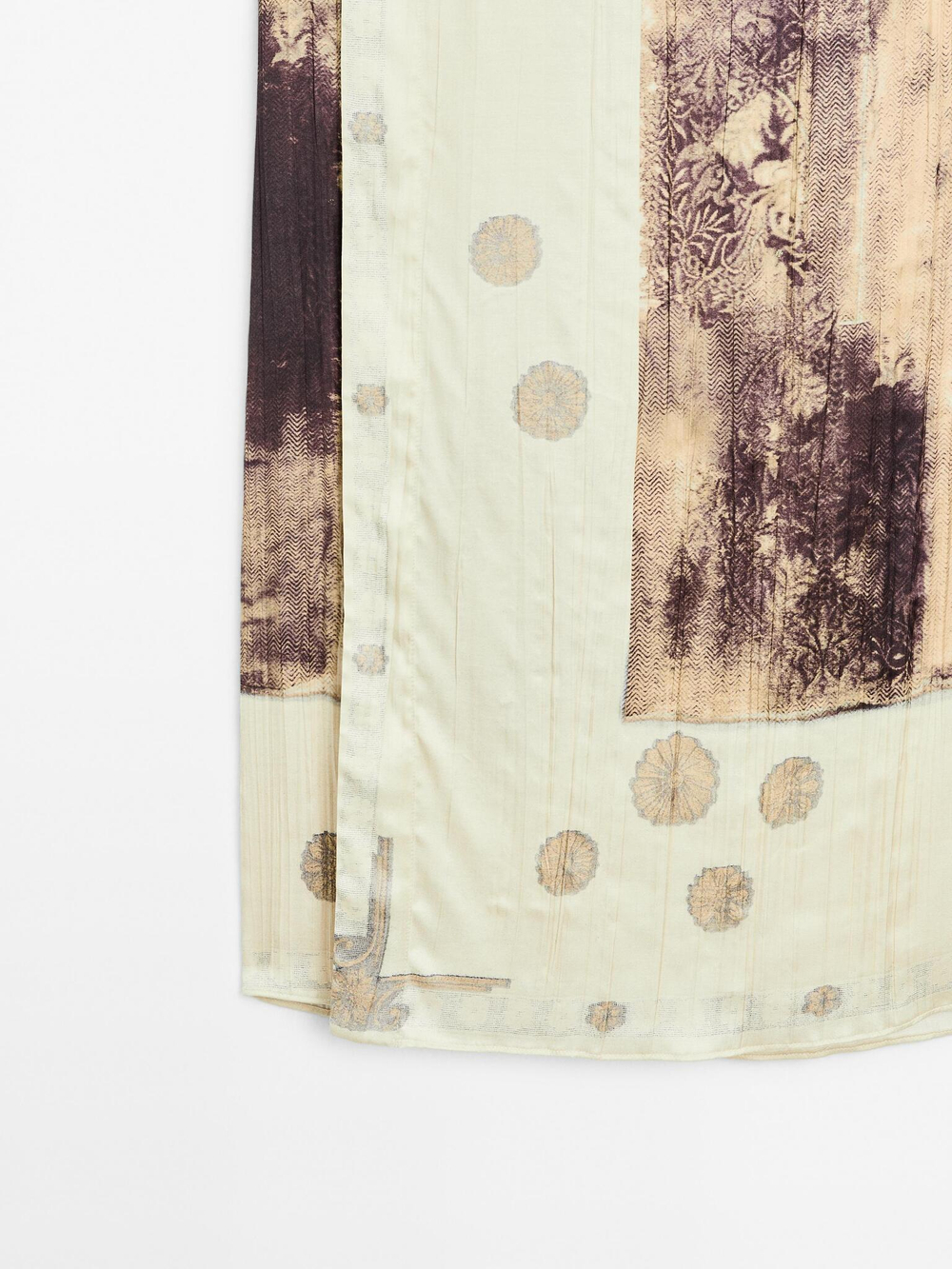 Massimo Dutti Атласная юбка миди с принтом, бордо