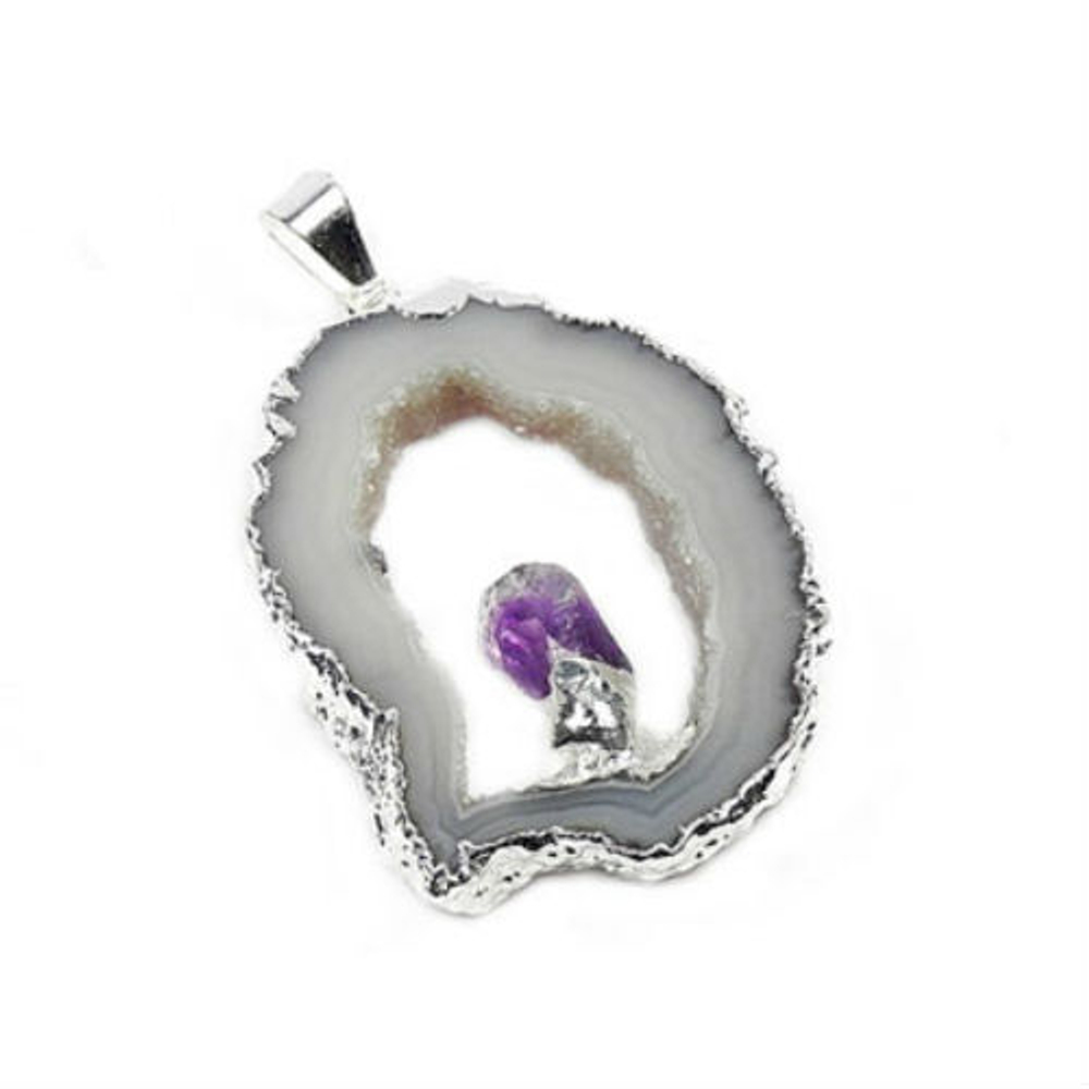 Кулон "Грот" агат с аметистом асс.