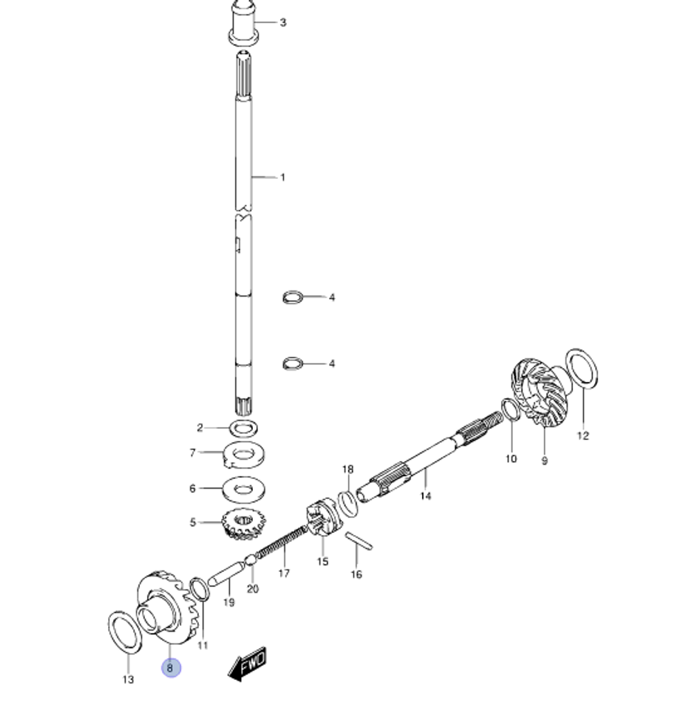 Шестерня редуктора для лодочных моторов