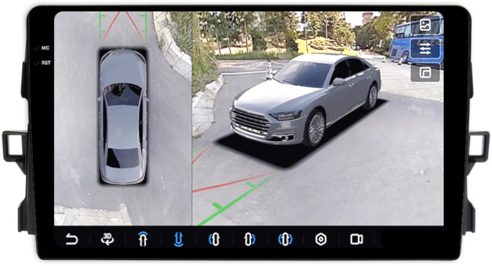 Магнитола для Toyota Auris E150 2006-2012 - FarCar BX3024M-360 монитор 9.5" 2K QLED на Android 13, 6Гб+128Гб, CarPlay, 4G SIM-слот, 4 камеры в комплекте