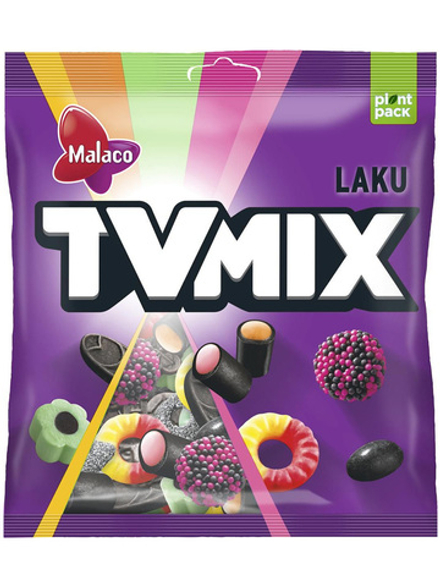 Финские лакричные конфеты Malaco TVMIX LACU 340 г, универсальная смесь лакрицы и фруктовых вкусов