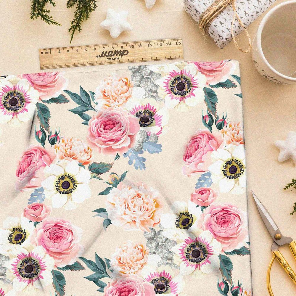 Ткань лен цветочное благородство