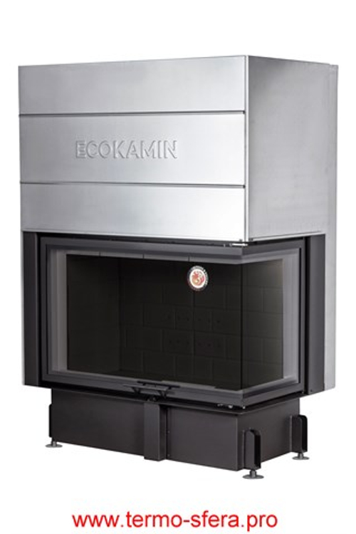 Каминная топка Экокамин ДЕЛЬТА 1000 RB два стекла принтинг правая черный шамот
