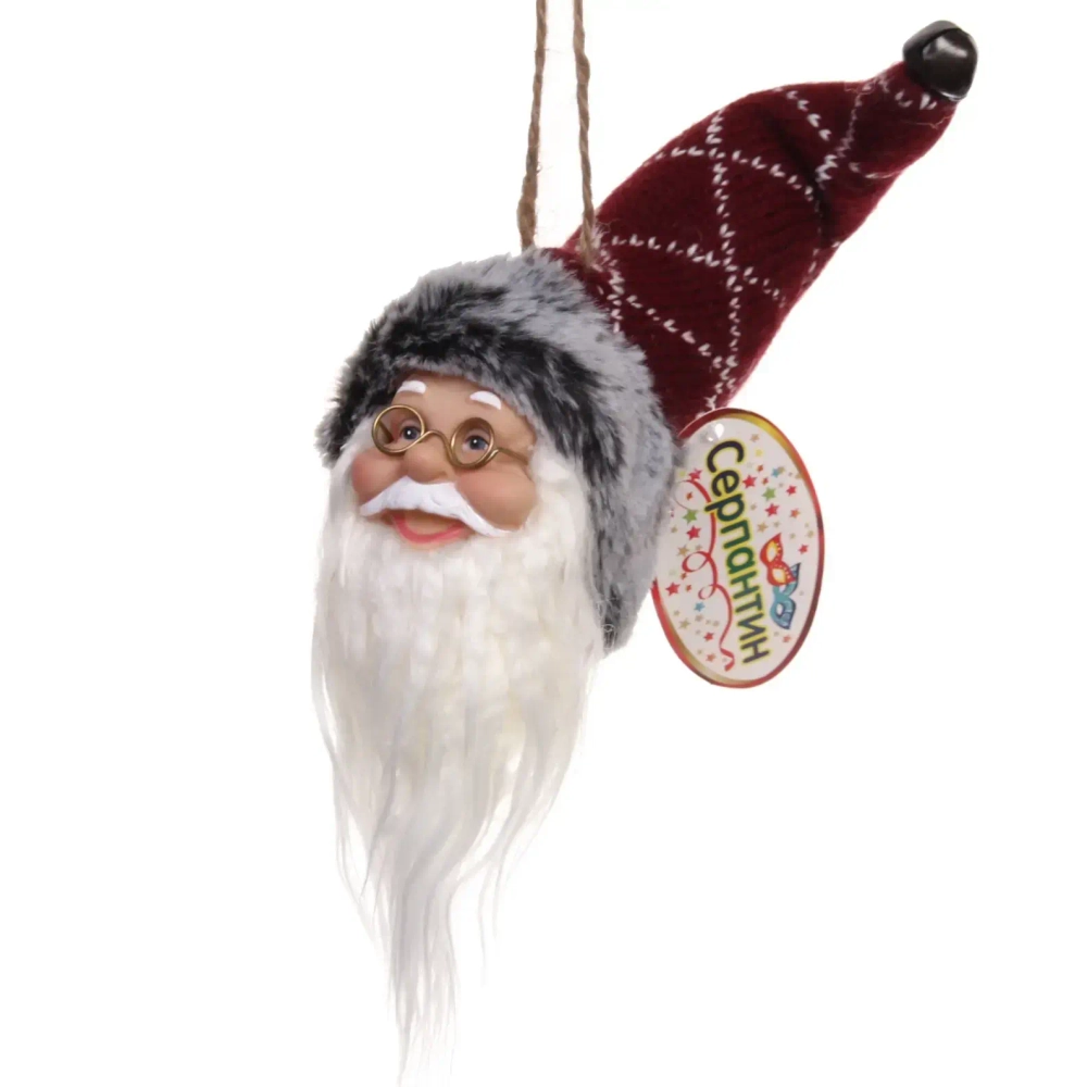 Украшение на бутылку «Дед Мороз» 15 см, бордовый колпачок