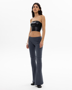 BLACK V-LEATHER BANDEAU TOP