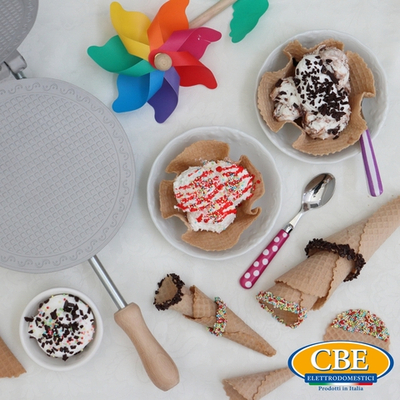 Электрическая вафельница CBE 8010100 круглая электровафельница для тонких хрустящих рожков мороженого и трубочек, толщина 1,5 мм