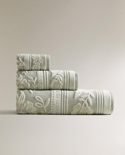 Zara Home - Жаккардовое велюровое банное полотенце, зеленый, 50х90 см