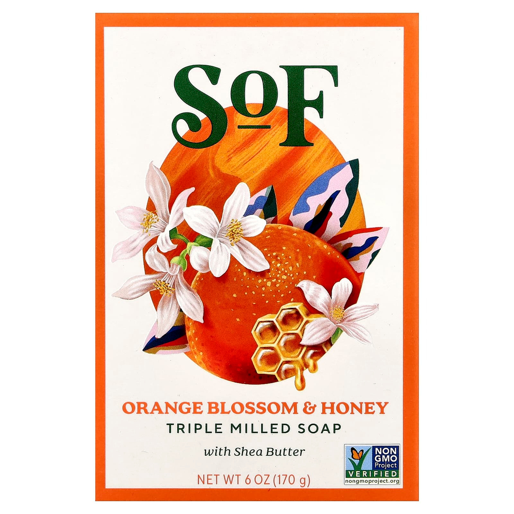 SoF, кусковое мыло, французский помол, с ароматом цветущей вишни и органическим маслом ши, 170 г (6 унций)
