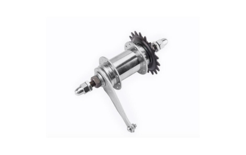 Втулка тормозная TD, сталь гайки, 36H 14G, ось 3/8"x110x175мм, звезда 18T, хром