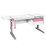 Растущая парта с навесной тумбой и короткой боковой полкой Дэми СУТ 25-04-БК1 (1500×610 мм)