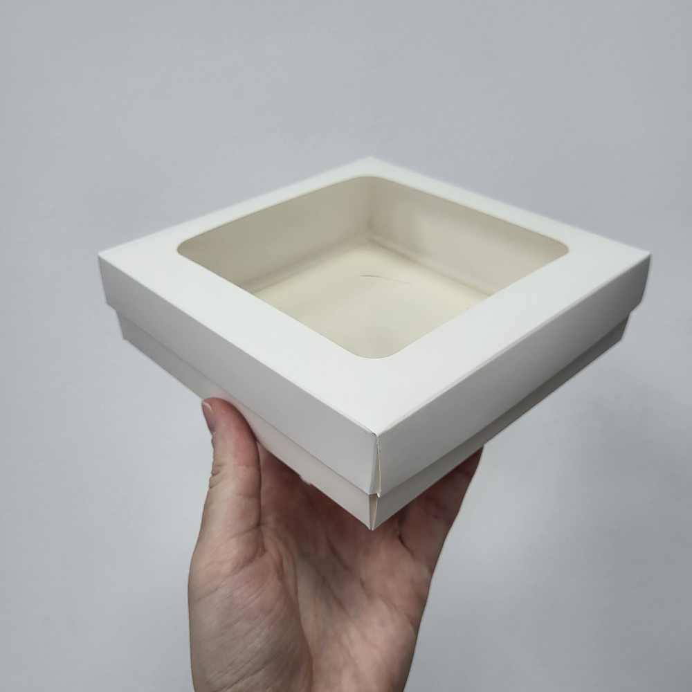 Коробка 15*15*4 см для клубники в шоколаде, Белая (СОБРАННАЯ)