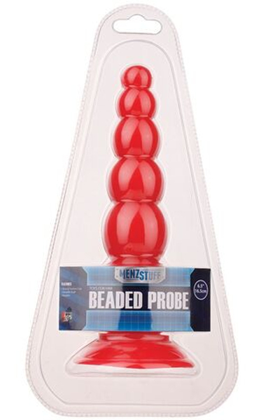 Красная анальная пробка-ёлочка MENZSTUFF BEADED PROBE - 16,5 см. (Цвет: красный)