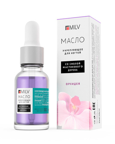 Масло для ногтей укрепляющее MILV Орхидея Арт.12057 15 мл со смолой мастикового дерева