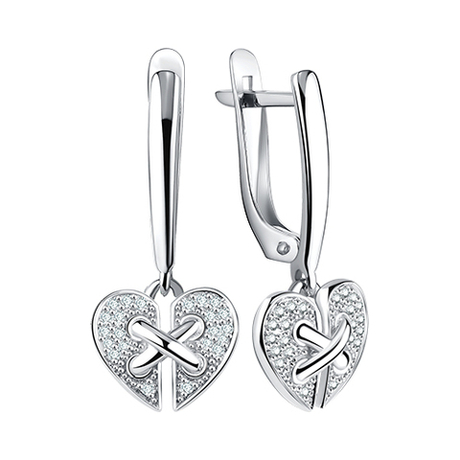 Серьги из серебра с фианитами