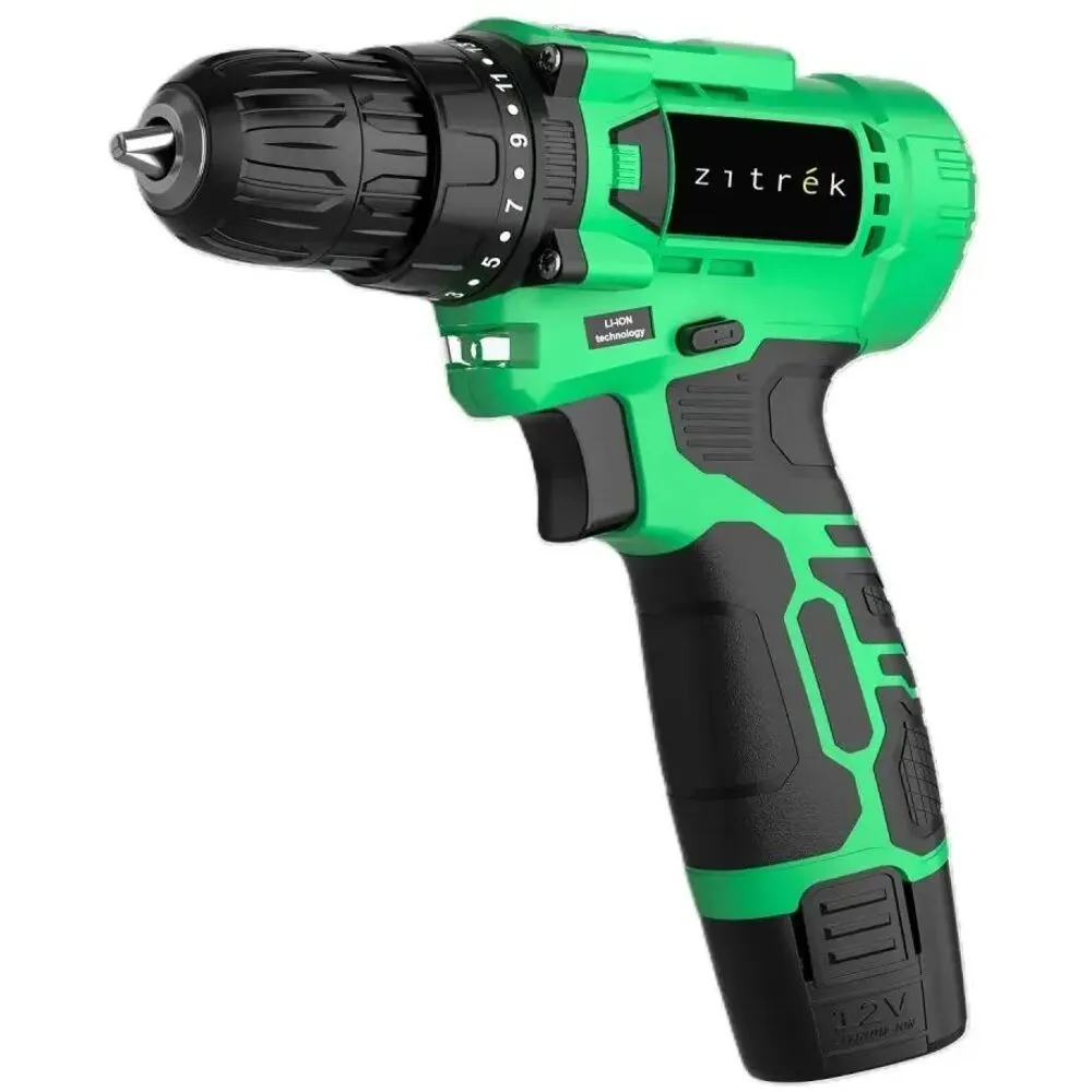 Аккумуляторная дрель-шуруповерт Zitrek Green Li Plus, 12В, 1x1.5Ач 083-1021