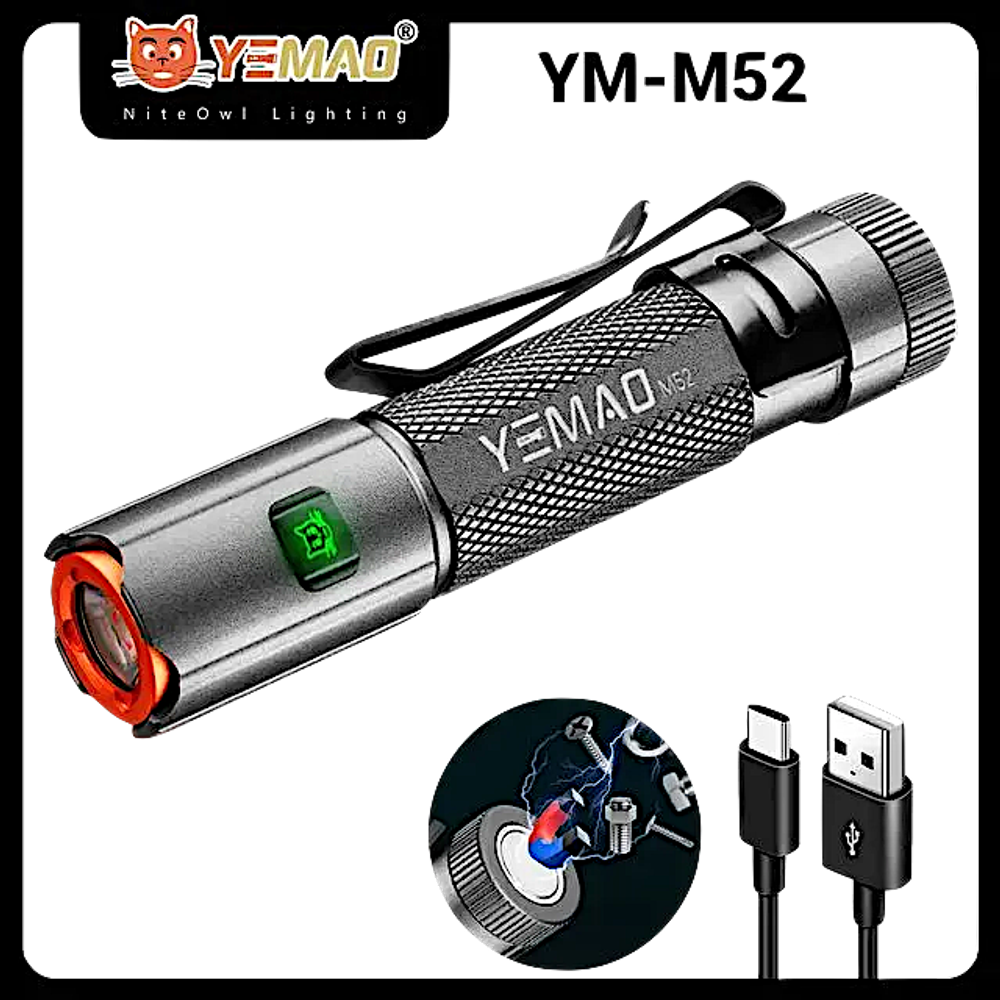 Фонарь Yemao YM-M52 1500лм 200м ( XHP35B, 6 режимов, 1хAA / 14500 ) Магнит -