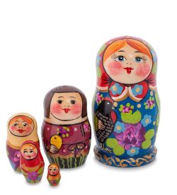 Народные промыслы МР-58/ 3 Матрешка 5м «Дуня с курицей» мал.