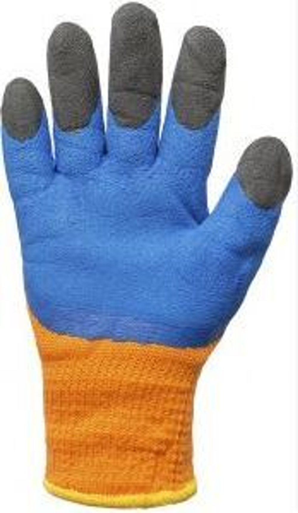 Перчатки акриловые рифленые утепленные "Синие Черный палец" (10пар/уп)